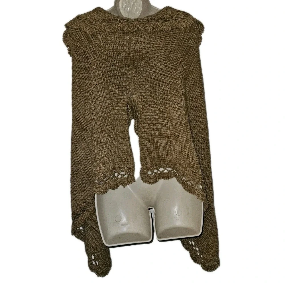 NOVICA Collection Brown One Size Knit Alpaca Wool Blend Crochet Poncho‎ Boho